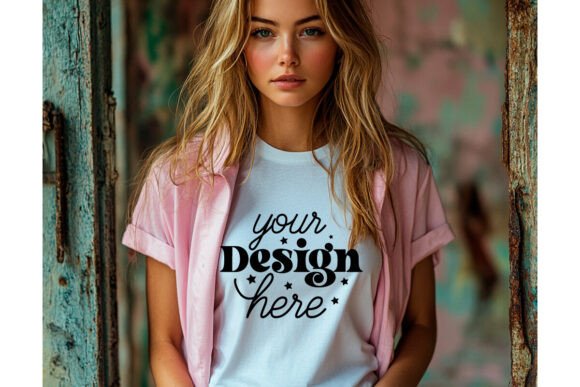 Bella Canvas 3001 White Shirt Mockup 44 for Product Mockups and Graphics