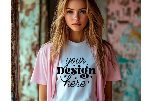 Bella Canvas 3001 White Shirt Mockup 49 for Graphics and Product Mockups