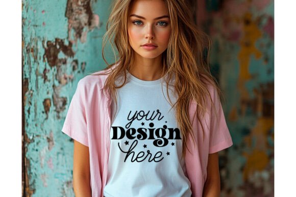 Bella Canvas 3001 White Shirt Mockup 50 for Product Mockups and Graphics
