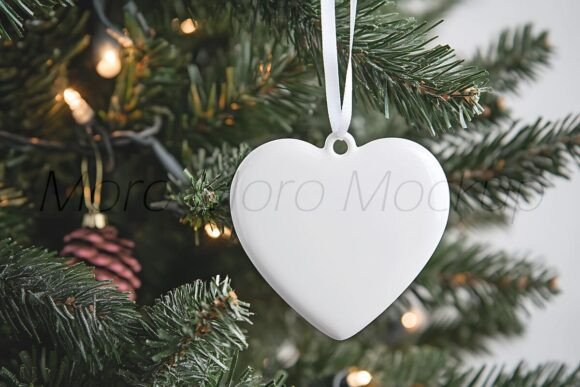 Christmas Heart Ceramic Ornament Mockup for Branding and Packaging