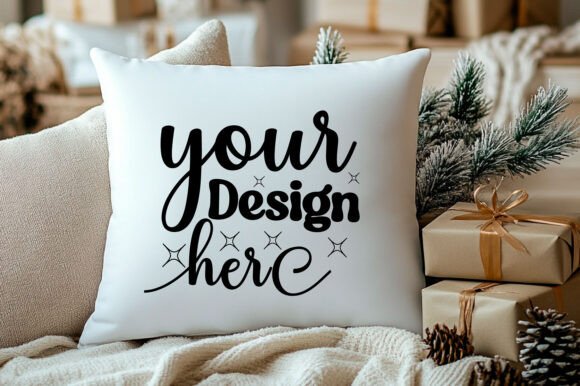 Christmas Pillow Mockup 106: A Graphic Design Asset for Local Business Branding