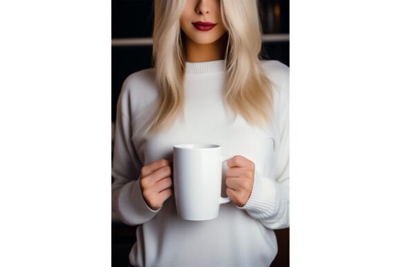 Female Holding White Coffee Mug Mockup - Product Mockups in Graphics