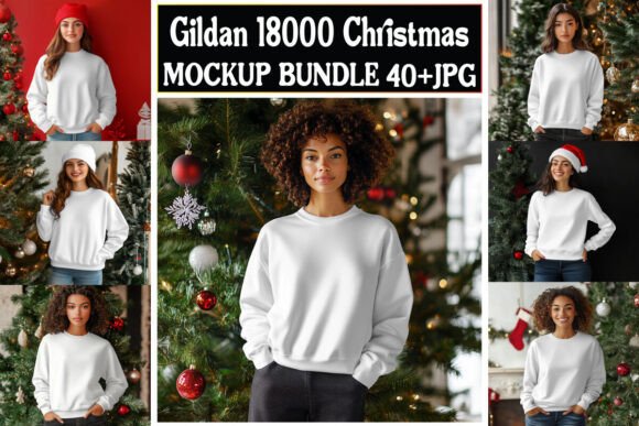 Gildan 18000 Christmas Mockup Bundle 01 - Product Mockups & Graphics