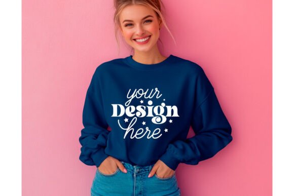 Gildan 18000 Indigo Blue Mockup 10 for Product Mockups and Graphics