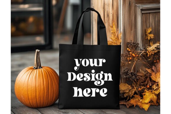 Halloween Black Tote Bag Mockup 18 for Graphics and Product Mockups