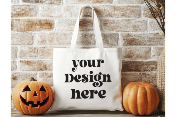 Halloween Natural Tote Bag Mockup 7 for Product Mockups and Graphics