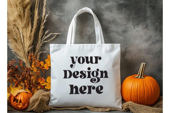 Halloween White Tote Bag Mockup 8 - A Graphic Design Asset for Product Mockups