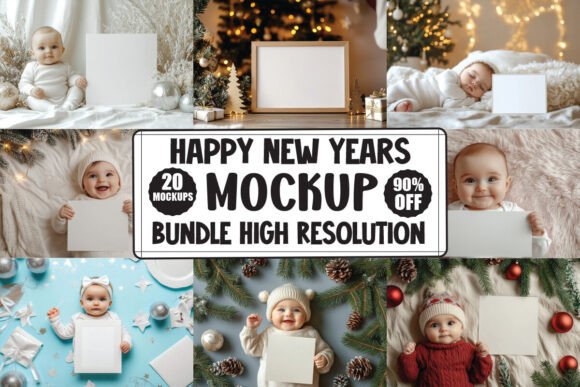 Happy New Years Mockup Bundle for Graphics and Product Mockups
