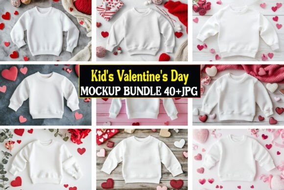 Kid’s Valentine’s Day Mockup Bundle 01 for Graphics and Product Mockups
