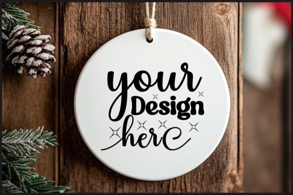Round Christmas Ornament Mockup 15 for Product Mockups and Graphics